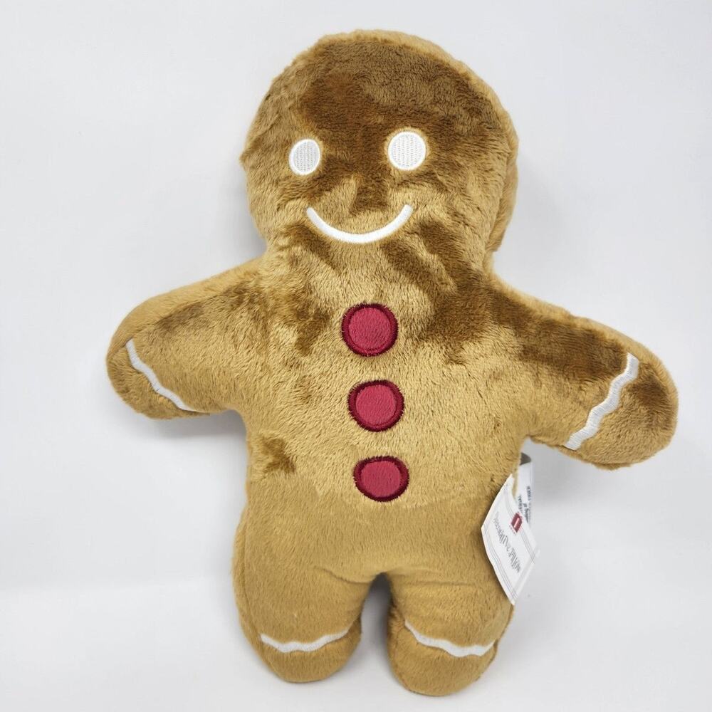 Gingerbread Man Plush Decorative Christmas Pillow 3 Red Dots